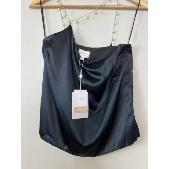 Cami NYC Silk One Shoulder Pearl Strap Tilda Cami Women's Black Size: XXS NWT - Picture 5 of 7